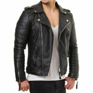 Zafy Leather Men's Genuine Lambskin Leather Jacket Motorcycle Black Slim Fit Biker Jacket - Image 1