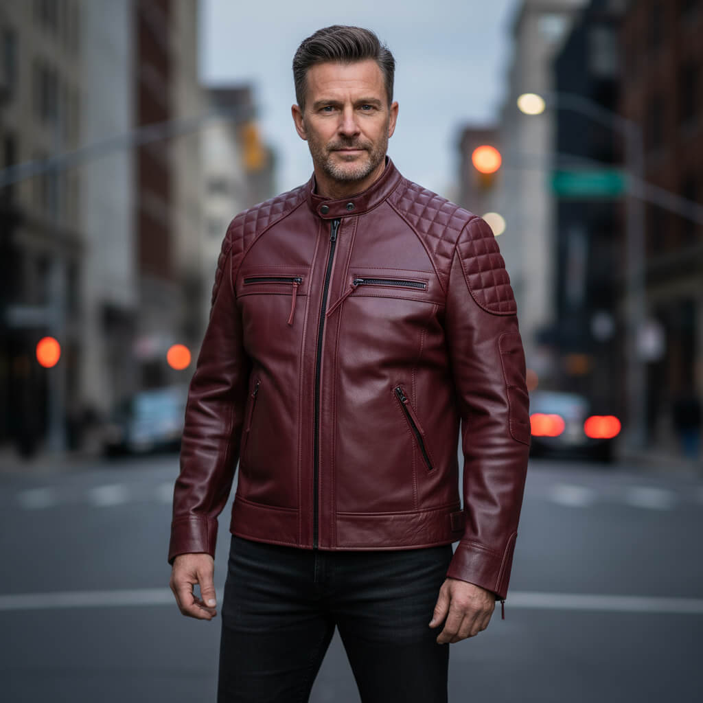 Burgundy Men’s Leather Jacket