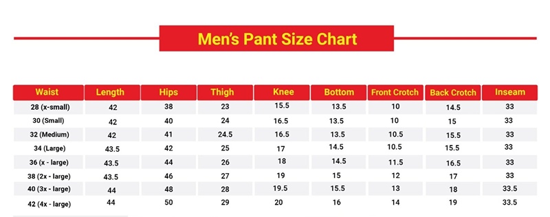 Mens Leather Pant Size Guide