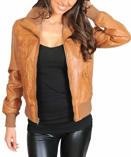 Bomber Leatehr Jacket for Women
