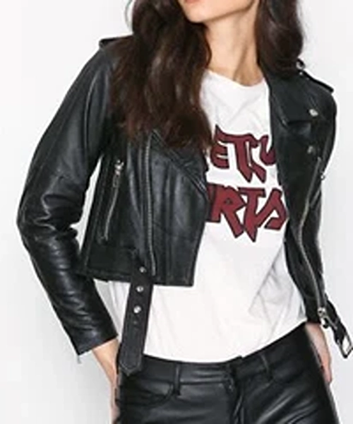 Cropped Leather Jacket for Women