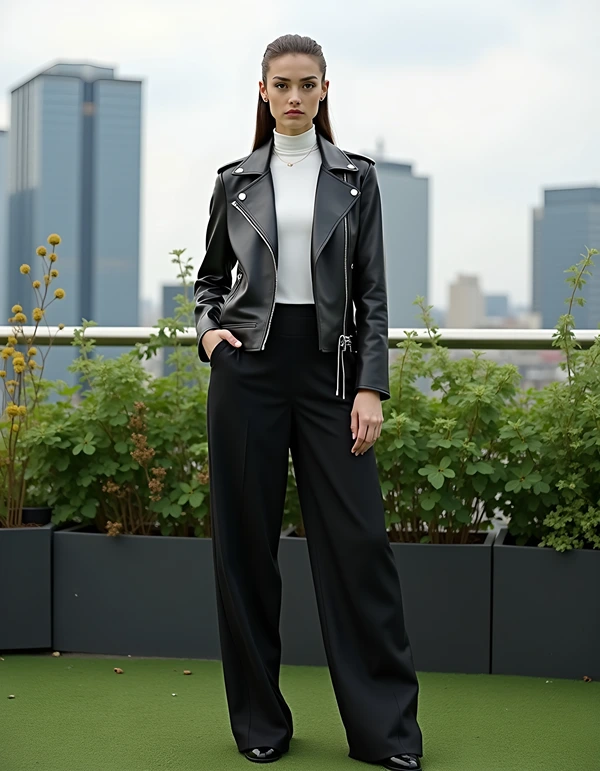 Leather Jacket over a Cargo Pant